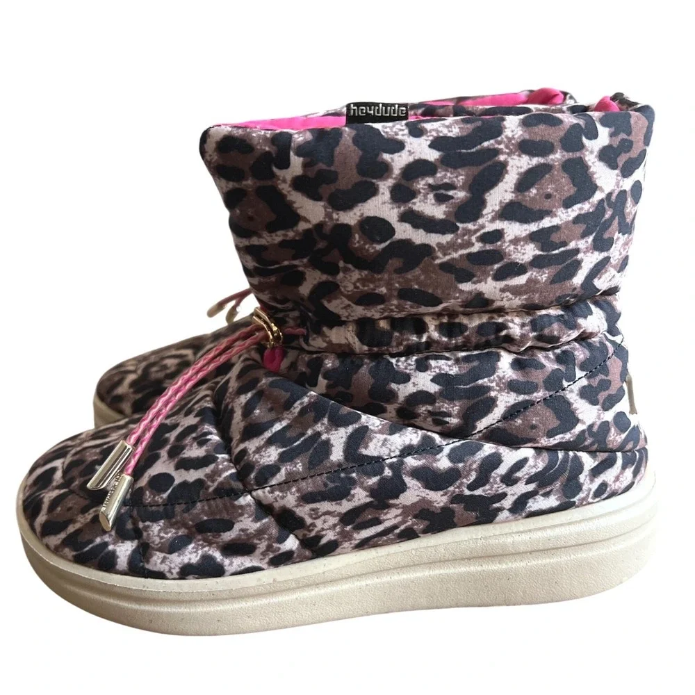Hey Dude Girls Margot Eco Boots Leopard‎ Print Size 5 Youth NWT